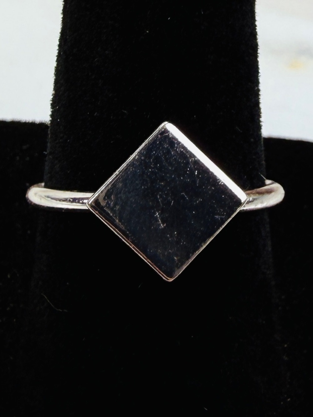 Modern Geometric Square Ring Size 6 Silvertone Minimalist Fashion Ring
